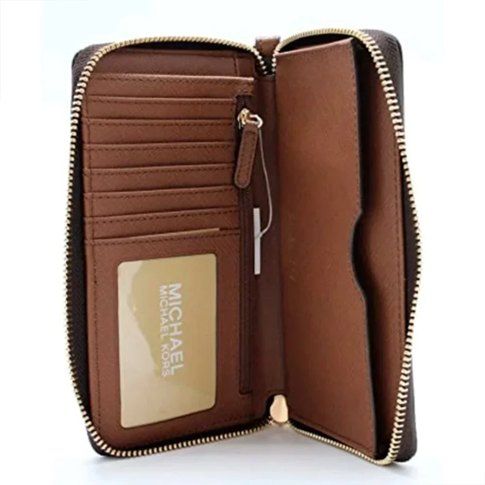 S Michael Kors Jet Set Travel Signature Phone Wallet Wristlet Brown 35F8GTVW9B - Picture 4 of 9